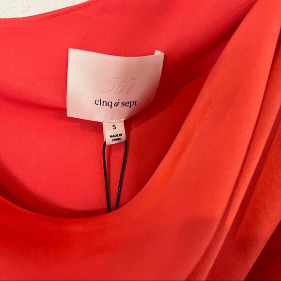 CINQ A SEPT STACE ONE SHOULDER SILK TOP IN NEON CORAL WOMEN SIZE SMALL BRAND NEW - Picture 8 of 10